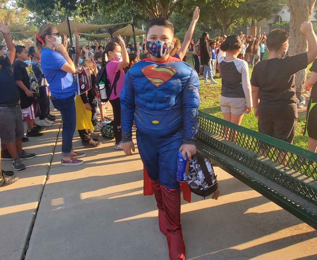 Student dressed as Superman