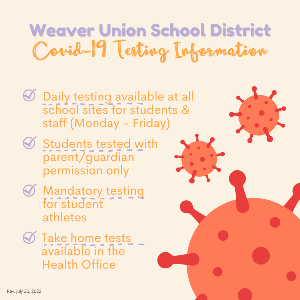 WUSD COVID-19 Test Information